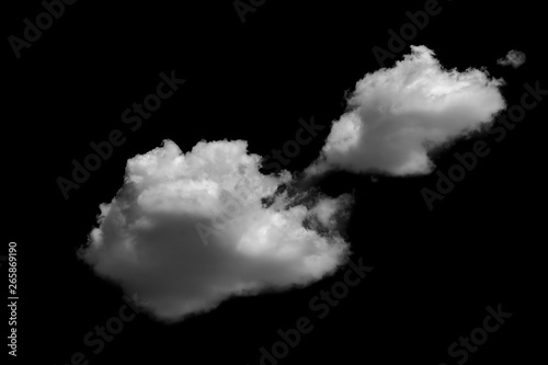 White cloud isolated over a black background realistic cloud.