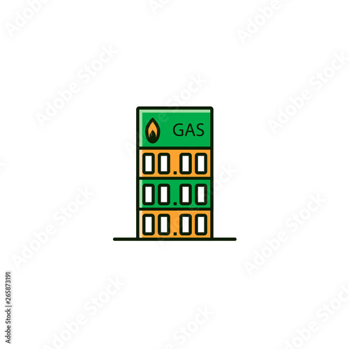 Fuel price board - flat color line icon, symbol, object. Filling, petroleum service or gas station pylon sign in outline design.