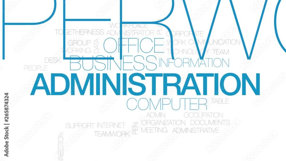 Administration animated word cloud. Kinetic typography. Administration animated word cloud. Kinetic typography.