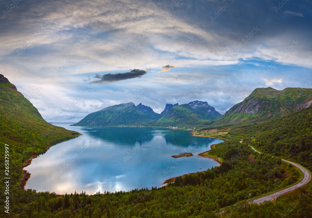 Summer Ersfjord view, Norway, Senja