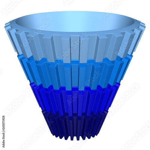 Concept: Purchase funnel. 3D rendering.