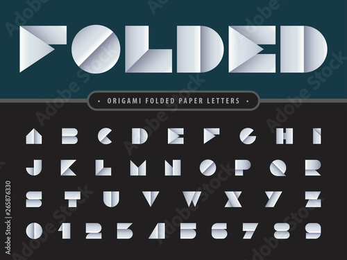 Vector of Paper folded Alphabet Letters and numbers, Modern Origami stylized fonts