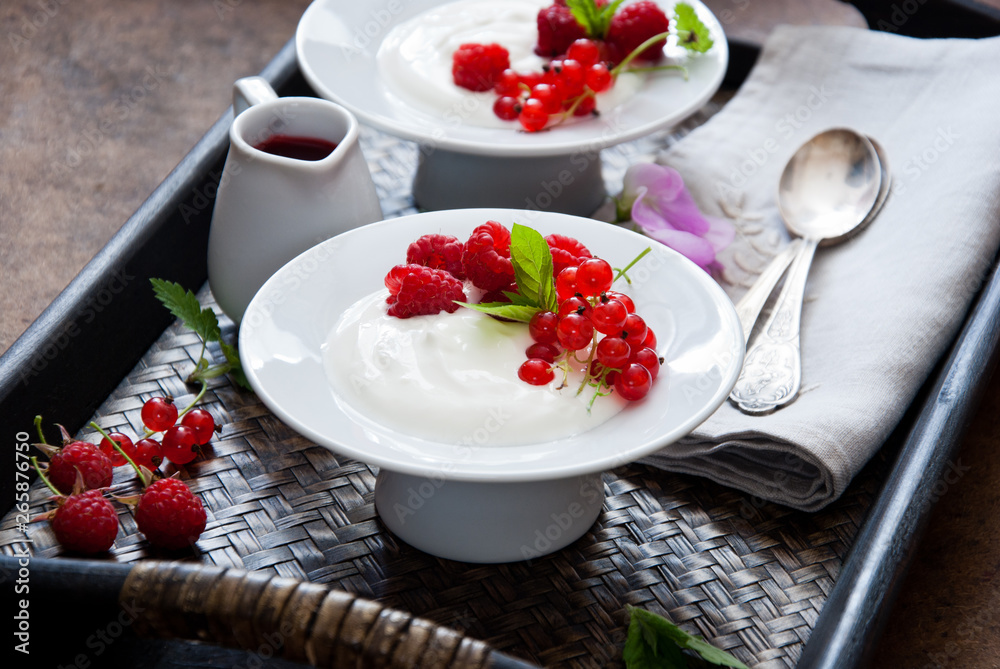 Greek Yoghurt with fresh berries for breakfast