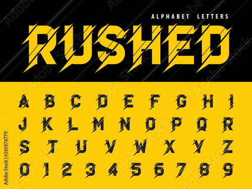 Vector of Glitch Modern Alphabet Letters and numbers