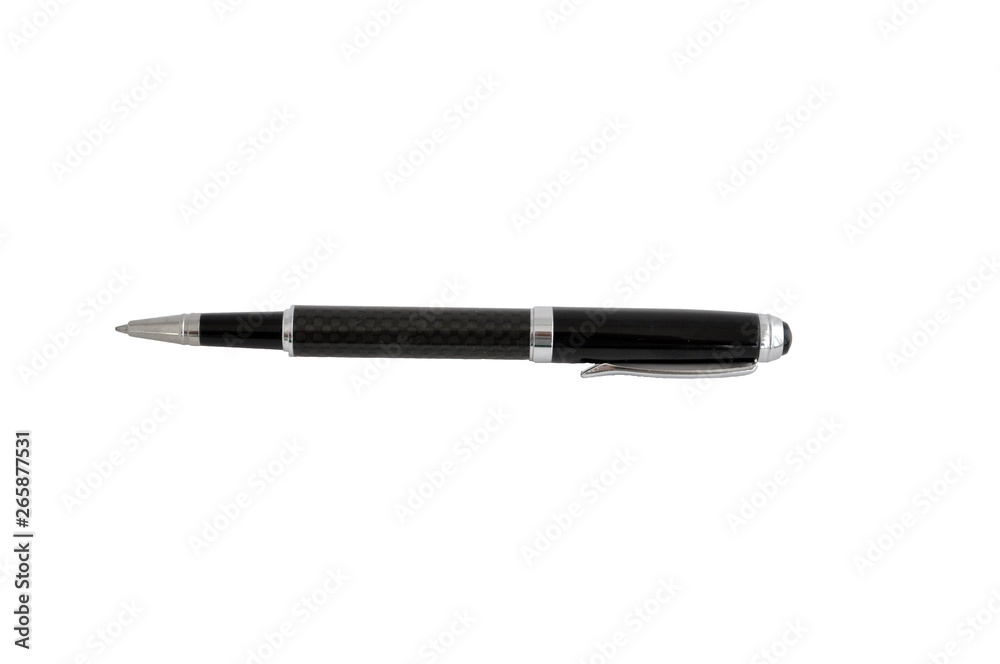 Pen with a cap with a body made of light alloy on a white background. there is a place for an inscription or text Pen with a cap with a body made of light alloy on a white background. there is a place for an inscription or text