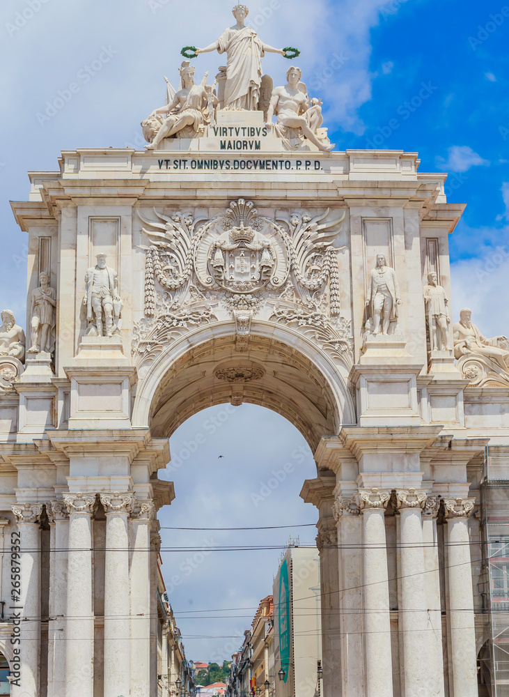 Triumphal Arch in the Commerce Square, Lisbon, Portugal