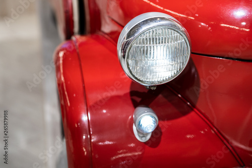 Rear light of a red retro car