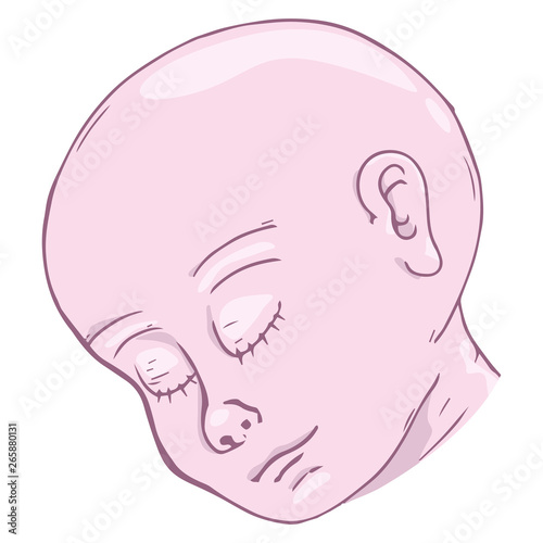 Baby icon. Vector illustration of baby head. Hand drawn baby's head.