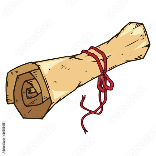 Scroll icon. Vector illustration of a rolled up scroll. Hand drawn scroll.