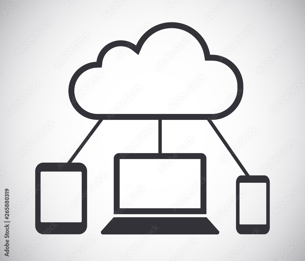 Cloud computing connected devices network vector icon Cloud computing connected devices network vector icon