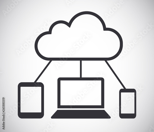 Cloud computing connected devices network vector icon