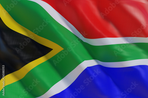 South Africa flag in the wind