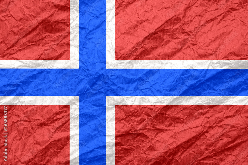 Norway flag on old crumpled craft paper. Norway flag on old crumpled craft paper.
