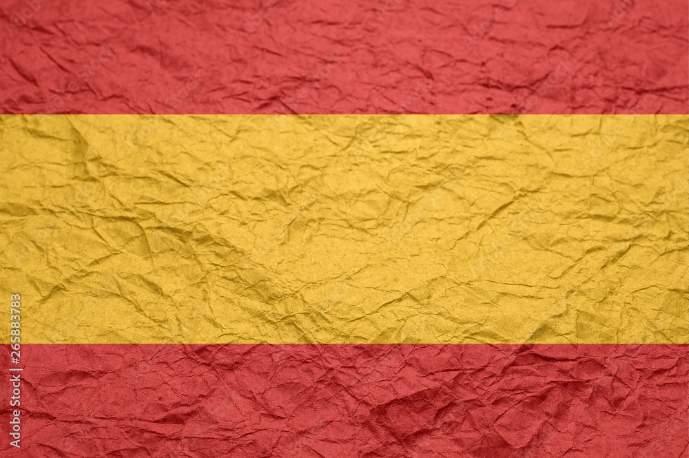 Spain flag on old crumpled craft paper. Spain flag on old crumpled craft paper.