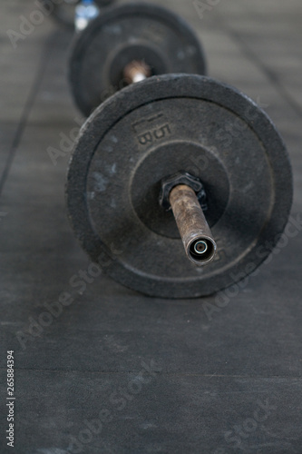 barbell on gym floor