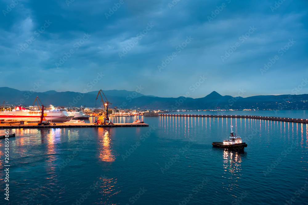 Obraz premium Sea port night view