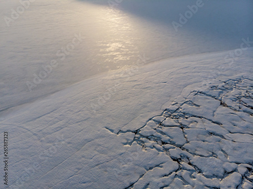 Frozen fjord in Fagernes, Lofoten Norway photo