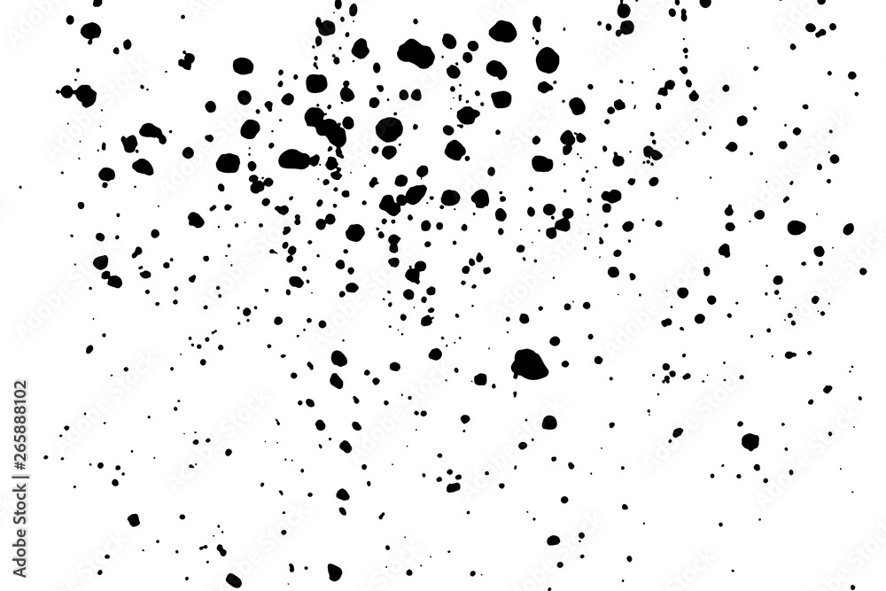 Splatter background. Black calligraphy ink splats. Spray paint drops. grunge ink paint splats, blots and splashes . Grunge distress calligraphy ink stains. Black ink blow explosion.