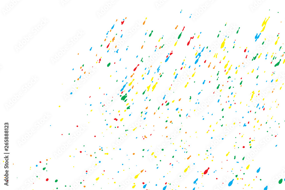 Colorful confetti isolated on white background. Abstract white background with many splattered paint. Ink drops. Vector.