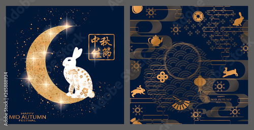 Mid autumn festival illustration Chinese translation Happy mid-autumn festival