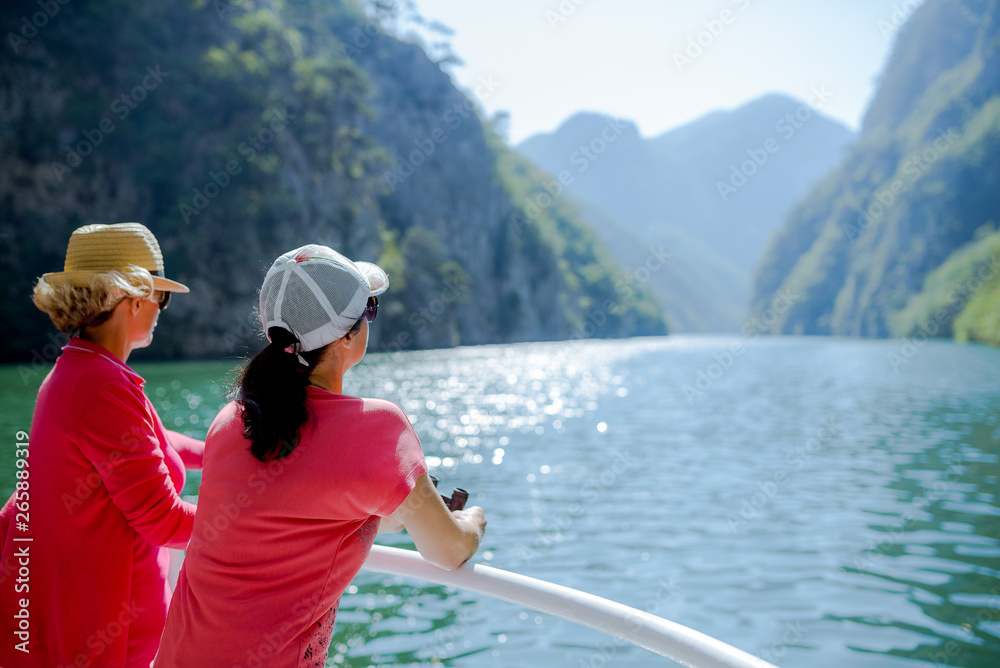 Adult women enjoy on the cruise