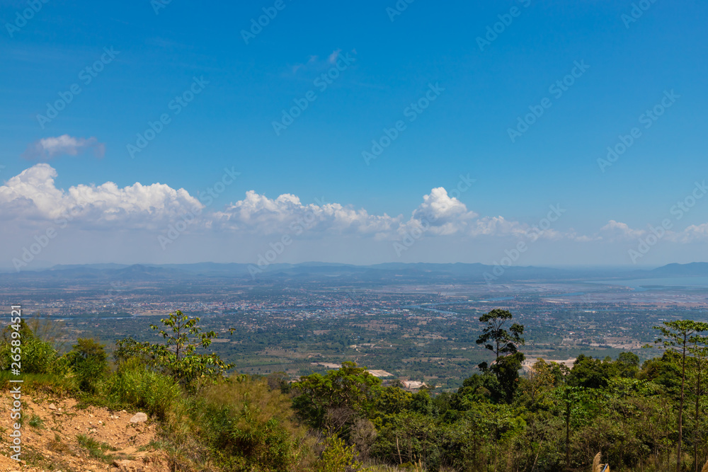 Aerial view to Kampot town from the view point in Bokor National Park, Cambodia Aerial view to Kampot town from the view point in Bokor National Park, Cambodia