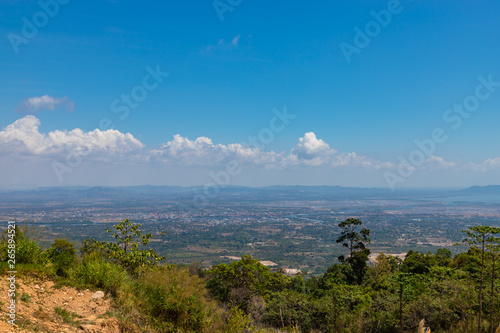 Aerial view to Kampot town from the view point in Bokor National Park, Cambodia