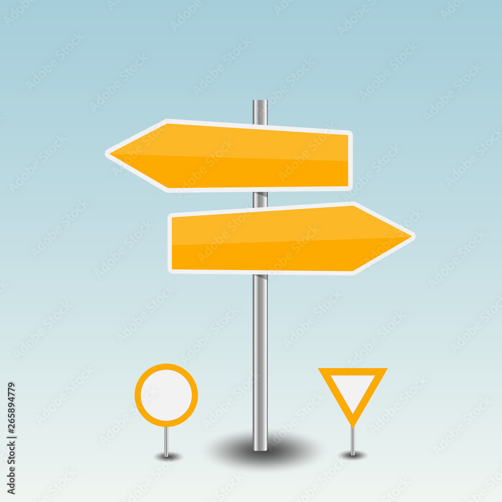 Colorful street signs with direction signs Colorful street signs with direction signs