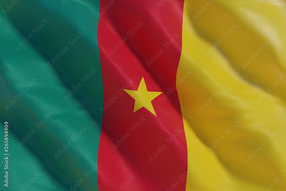 Cameroon flag in the wind. Cameroon flag in the wind.