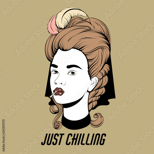 Just chilling. Vector hand drawn illustration of pretty girl isolated.