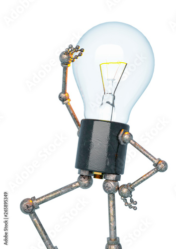 bulb light character thinking in a white bacground