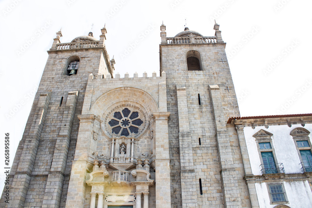 Porto Cathedral (Sé do Porto) facade view, Roman Catholic church, Portugal