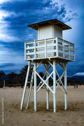 Tower beach,one tower in Gandia-The Mediterranean sea from spain