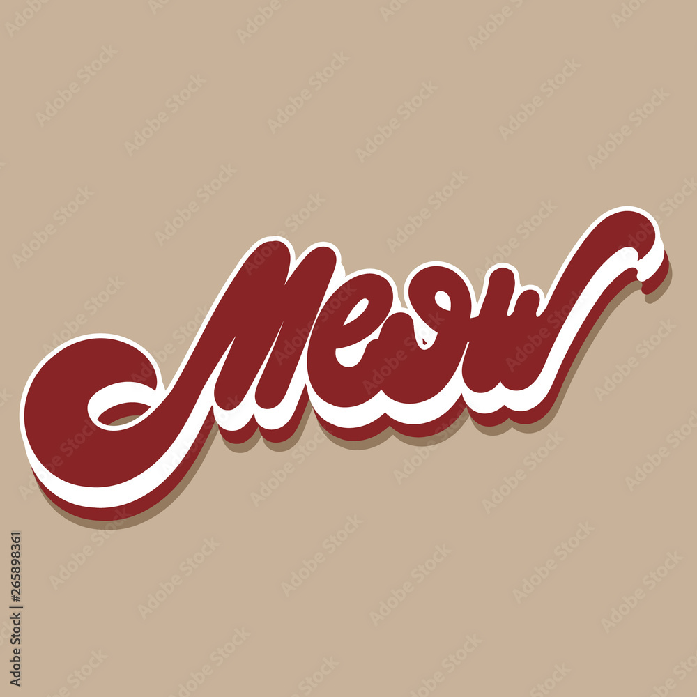 Meow. Vector hand drawn lettering isolated. Meow. Vector hand drawn lettering isolated.