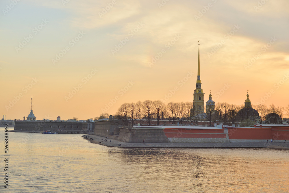 Peter and Paul Fortress at sunset.