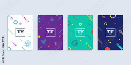 Covers modern abstract design templates set geometric shapes vector illustration