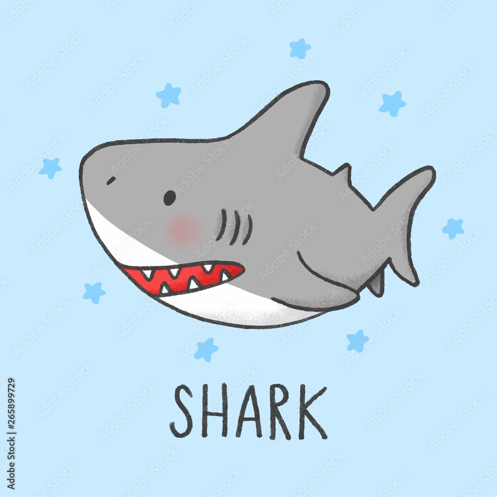 Cute Shark cartoon hand drawn style Cute Shark cartoon hand drawn style