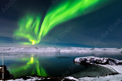 Aurora borealis on Reykjanes Peninsula‎ photo