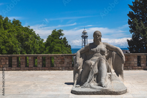 Statue of a woman at the Montjuic Castle