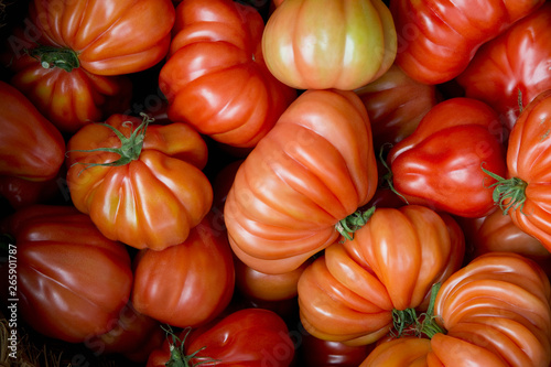 Oxheart tomatoes on market photo