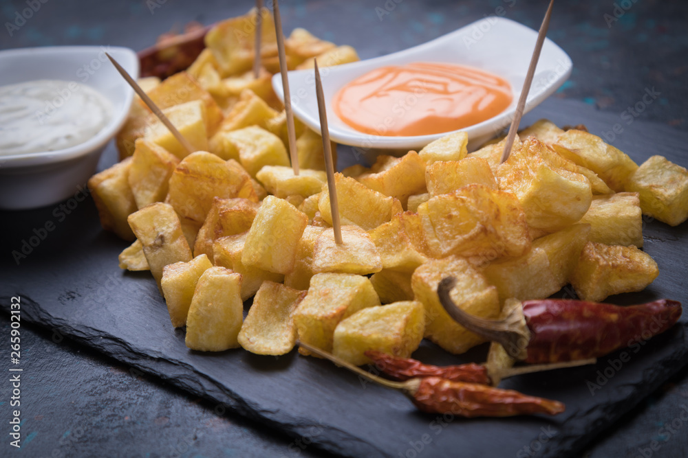Patatas bravas, spanish fried potato Patatas bravas, spanish fried potato