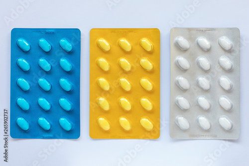 Fotografie Medicines pills in a blister pack. Healthcare concept