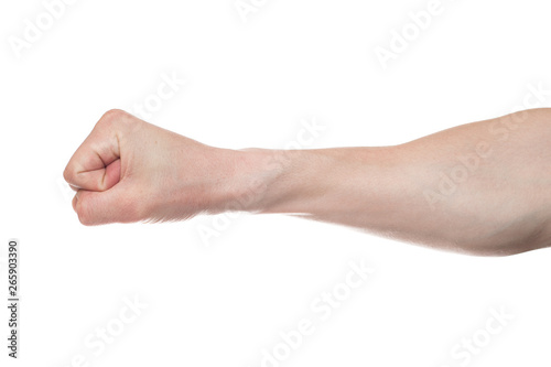 Male fist, isolated on white background. Fight conception