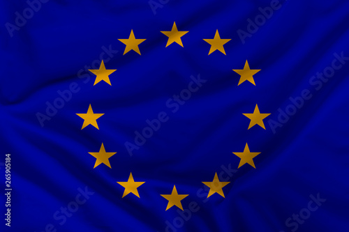 European Union flag on pleated silk