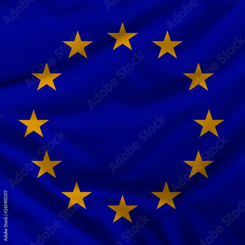European Union flag on pleated silk