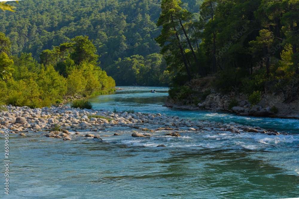 Obraz premium bridge canyon rafting