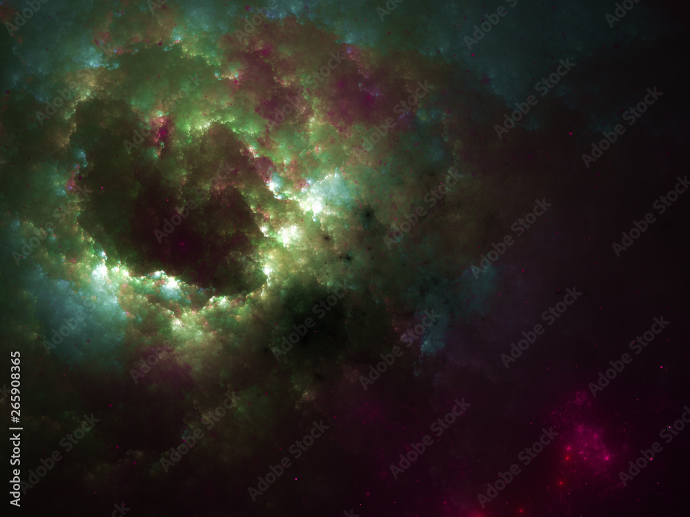 Starfield, stars and space dust scattered throughout the universe. Vast open interstellar space, cosmic abstract artwork. Glowing cloud nebula, interplanetary travel, astral artwork.