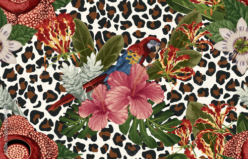Vintage Beautiful and trendy Seamless Tropical Summer Pattern design in super high resolution. Pattern Decoration Texture. Vintage Style Design for Fabric Print, Wallpaper Background.