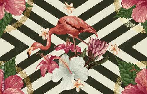 Vintage Beautiful and trendy Seamless Tropical Pattern design in super high resolution. Pattern Decoration Texture. Vintage Style Design for Fabric Print, Wallpaper Background.
