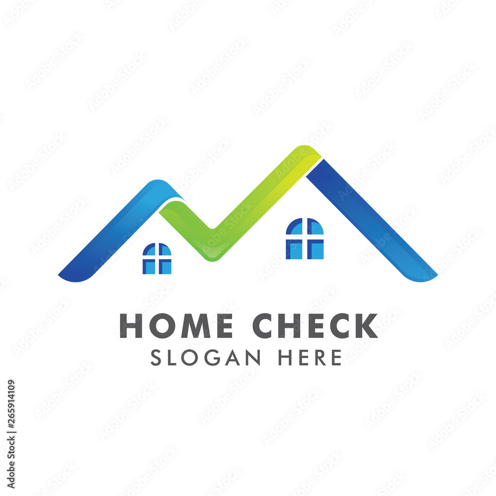 Home Logo Template with check mark. Logo for real estate agency. check home icon symbol design Home Logo Template with check mark. Logo for real estate agency. check home icon symbol design